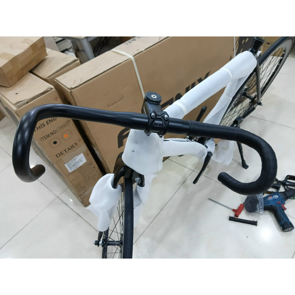 Tay lái ghi đông xe đạp cong sừng trâu Fixed Gear  hợp kim nhôm siêu nhẹ 31.8mm/25.4mm