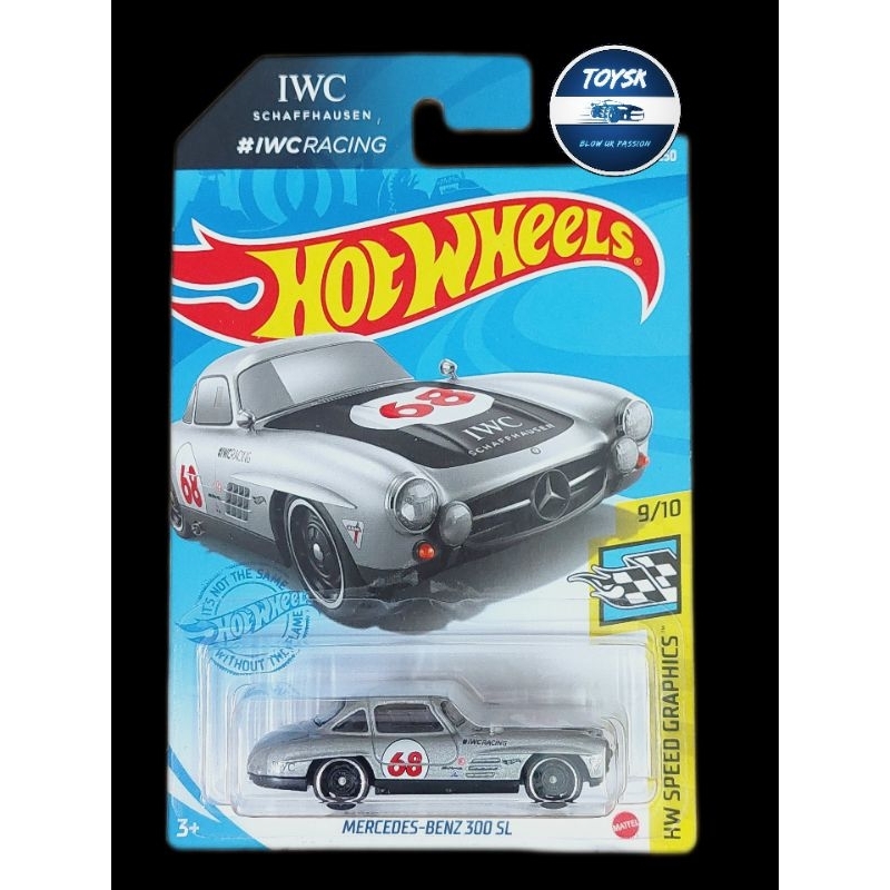 Toysk xe mô hình tĩnh Mercedes-Benz 300 SL hotwheels basic bạc tỷ lệ 1:64
