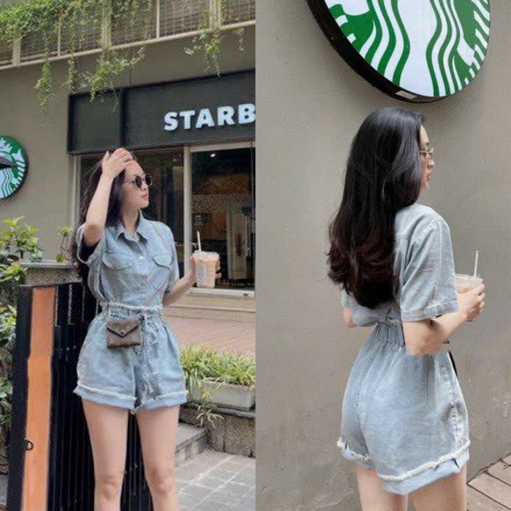 Sét bộ áo jeans kèm quần short đùi lật lai tua rua sét bộ đùi jeans hot Bigsize Kim Ngân từ 50 kg đến 100 kg M/L/XL/XXL