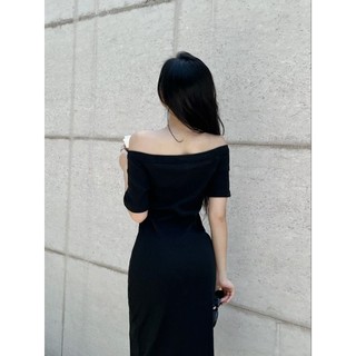 Đầm trễ vai thun gân có bigsize