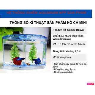 Bể cá betta mini 2 ngăn tháo lắp - Hồ cá betta
