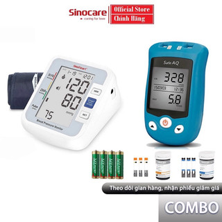 Combo máy đo đường huyết đo axit uric 2 trong 1 và máy đo huyết áp sinocare ba-801