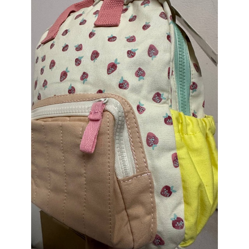 Balo Zara in hình quả dâu chất cotton canvas_Balo cho bé trẻ em đi học mẫu giáo, mầm non, nhà trẻ