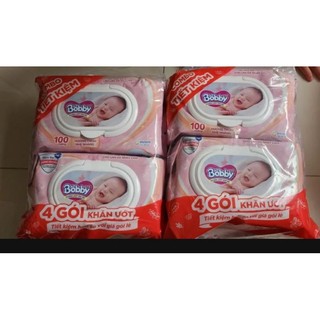 Khăn ướt Bobby NANO Bạc kháng khuẩn gói 100 tờ không hương