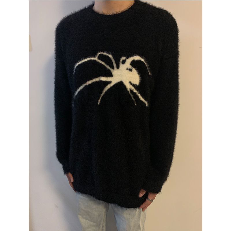 Áo len sweater nhung spider form rộng - áo len nhện phong cách âu mỹ Juwangorder