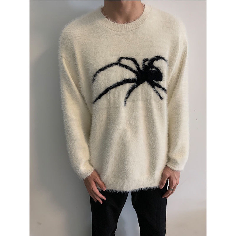 Áo len sweater nhung spider form rộng - áo len nhện phong cách âu mỹ Juwangorder