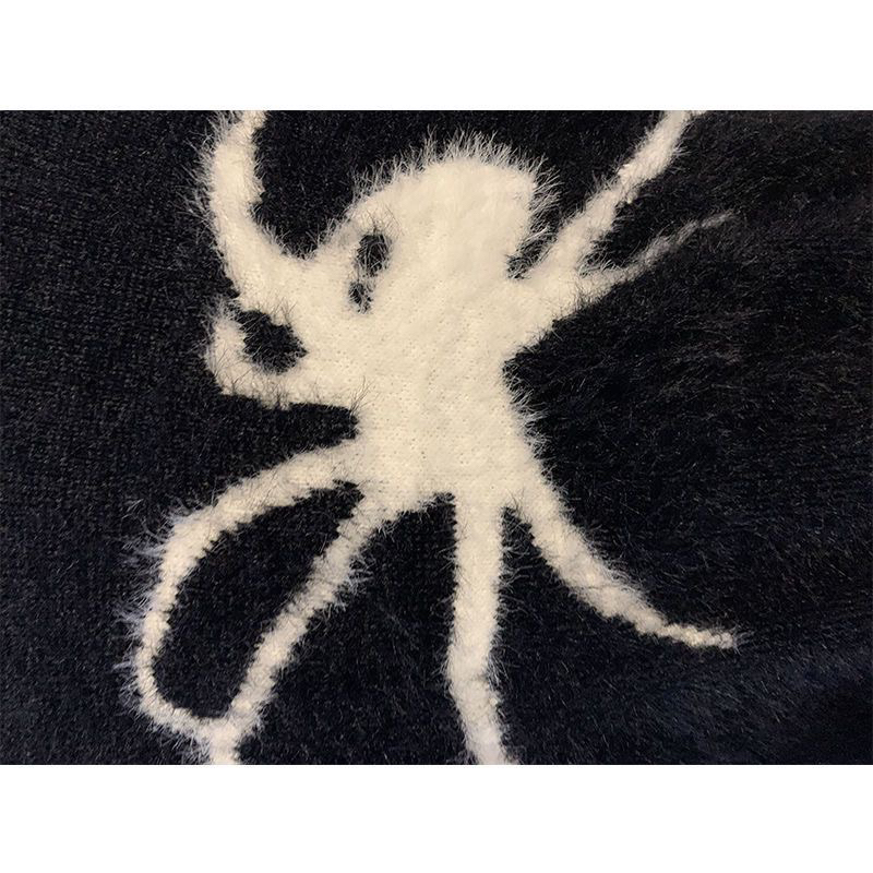 Áo len sweater nhung spider form rộng - áo len nhện phong cách âu mỹ Juwangorder