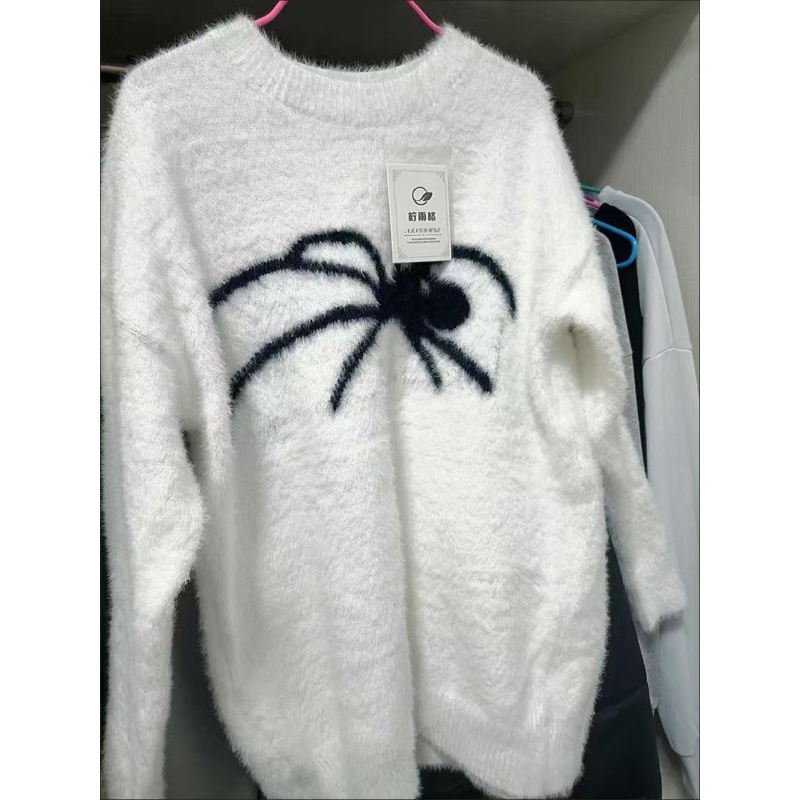 Áo len sweater nhung spider form rộng - áo len nhện phong cách âu mỹ Juwangorder