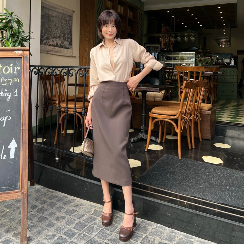 Áo sơ mi tay dài lụa tuyết THEKAT.SHOP trẻ trung, thanh lịch