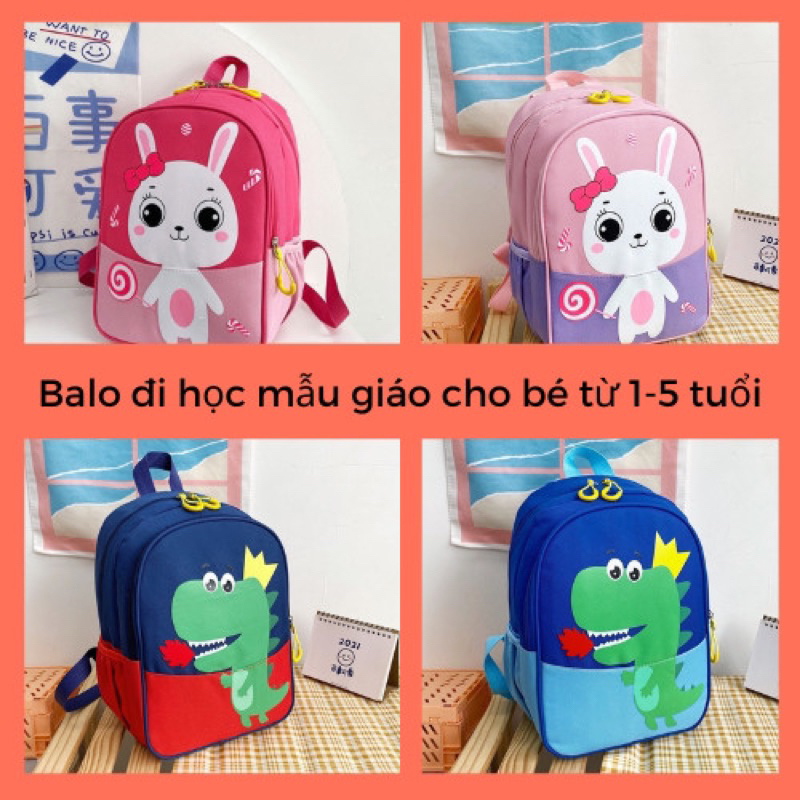 Balo đi học mầm non mẫu giáo nhà trẻ cho bé trai bé gái từ 1 đến 5 tuổi chất liệu vài dù chống nước siêu nhẹ HD239