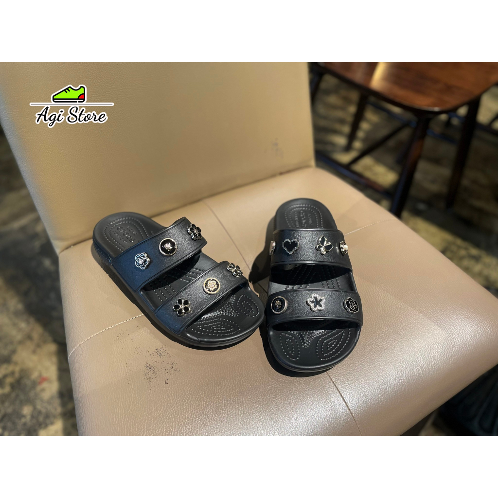 Dép Le Hai Quai Classic Đế Thấp Màu Đen