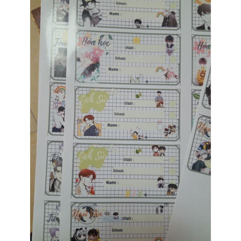 🌷Set:12 nhãn vở ✨