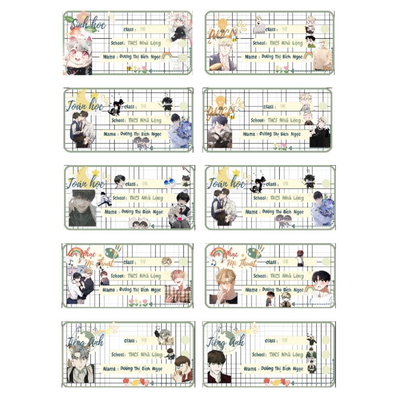 🌷Set:12 nhãn vở ✨