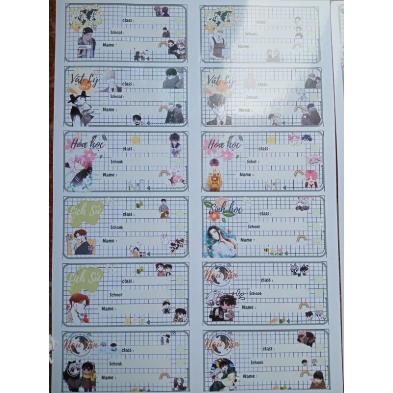 🌷Set:12 nhãn vở ✨