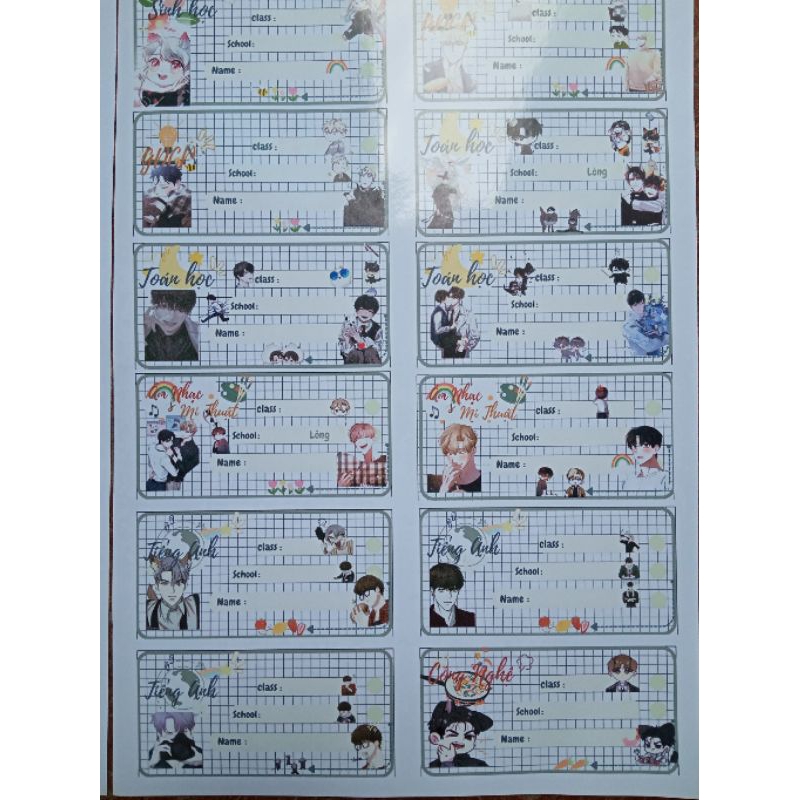 🌷Set:12 nhãn vở ✨