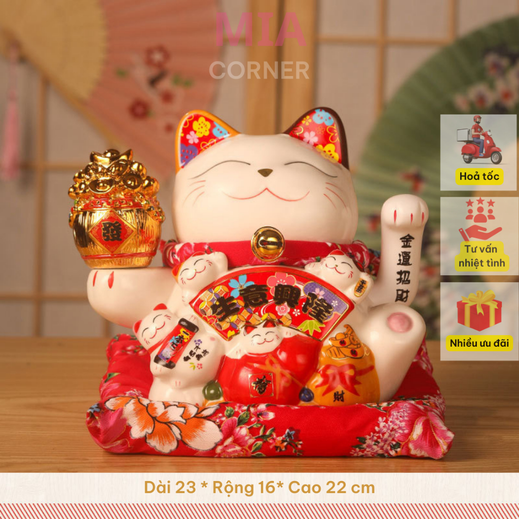 Mèo thần tài vẫy tay may mắn chiêu tài - Size 22 cm