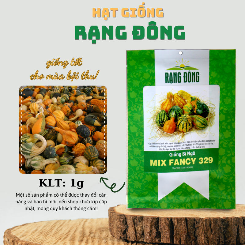 Hạt giống Bí Ngô Mix Fancy trồng quanh năm, nhiều loại, nhiều màu mix trộn (gói 1 gr) - Hạt giống Rạng Đông
