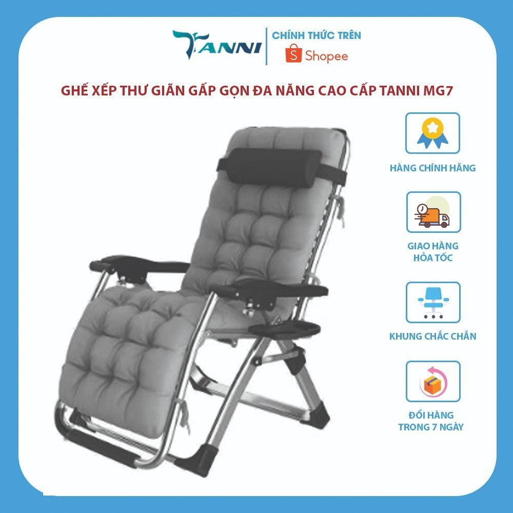 Ghế Xếp Thư Giãn Gấp Gọn Đa Năng Cao Cấp TANNI MG7, Ghế Thư Giãn Bập Bênh Nằm Nghỉ Ngơi Đọc Sách Nhập Khẩu