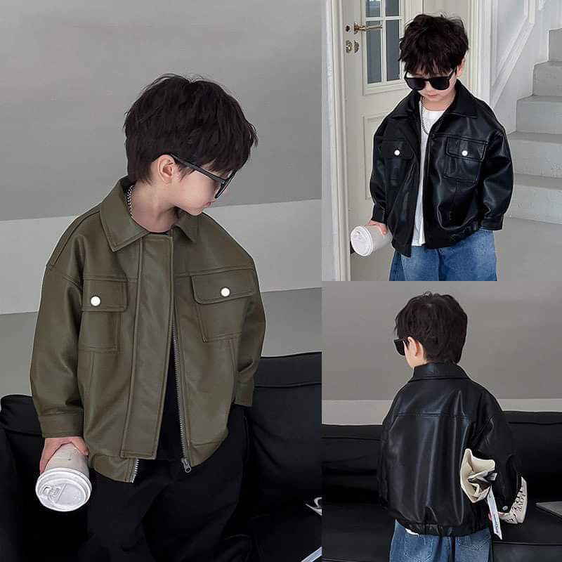 Áo khoác da 2 lớp cho bé phong cách Hàn quốc hãng AMBB size 10-32kg tiemnhazam