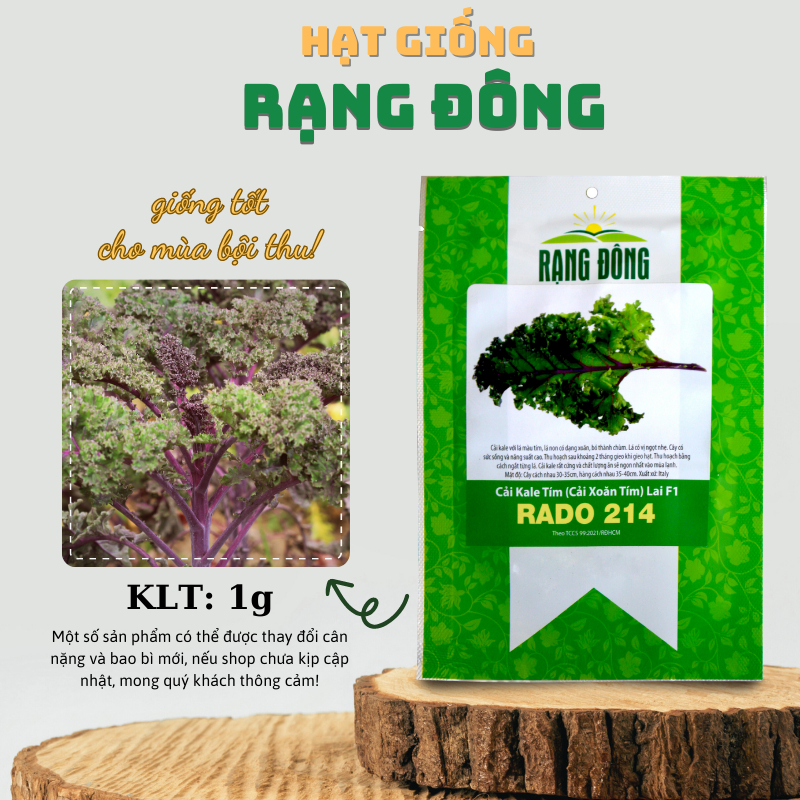 Hạt giống Cải Kale Tím - Hạt giống Cải Xoăn Kale Tím trồng quanh năm (gói 1 gr) - Hạt giống Rạng Đông