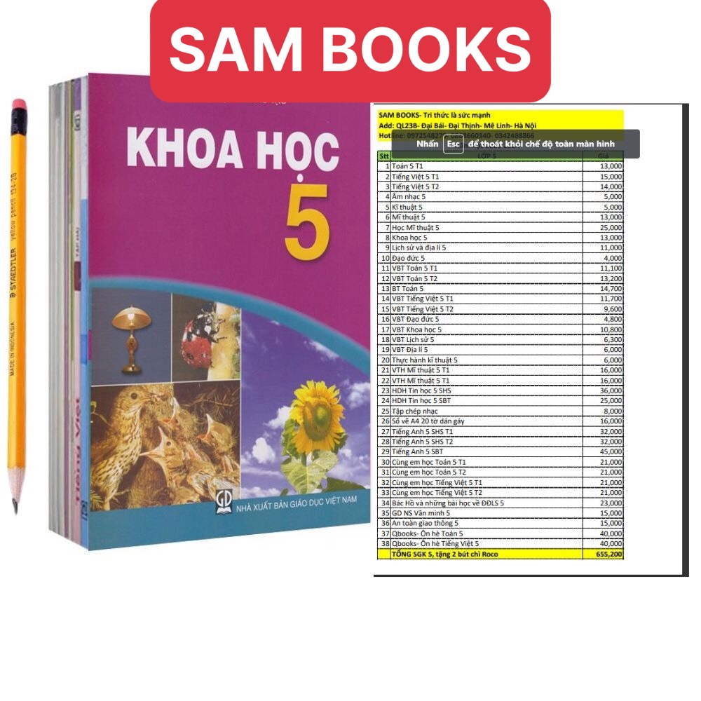 SGK 5  kèm bút chì ROCO 2B 5k