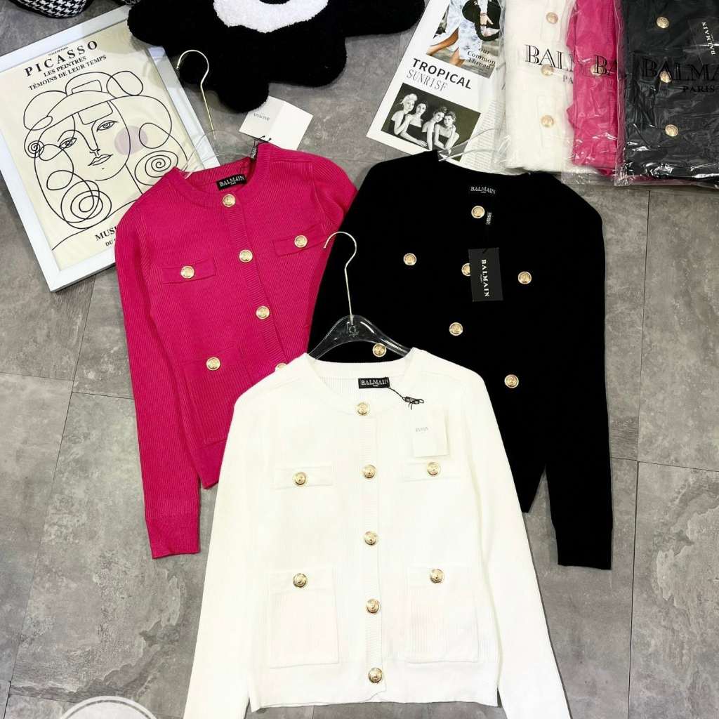 Áo khoác cardigan len dệt kim dài tay có cúc dáng ngắn thời trang QCCC loại 1