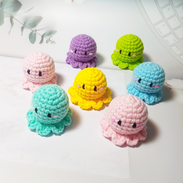 Móc chìa khóa bạch tuộc nhiều màu xinh xắn bằng len - Crochet Octopus