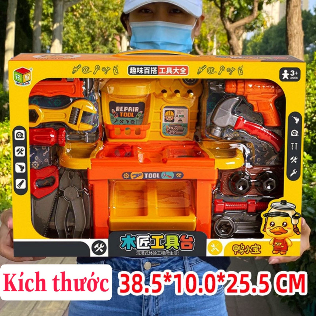 Bộ đồ chơi sửa xe cho bé màu vàng cam mới ra, Bộ đồ chơi dụng cụ sửa chữa 9920