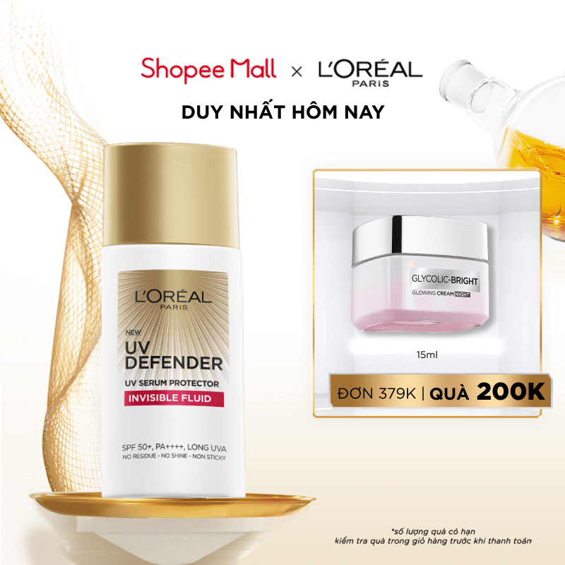 Kem chống nắng x20 thoáng da mỏng nhẹ L’Oreal Paris UV Defender Serum 50ml SPF 50++