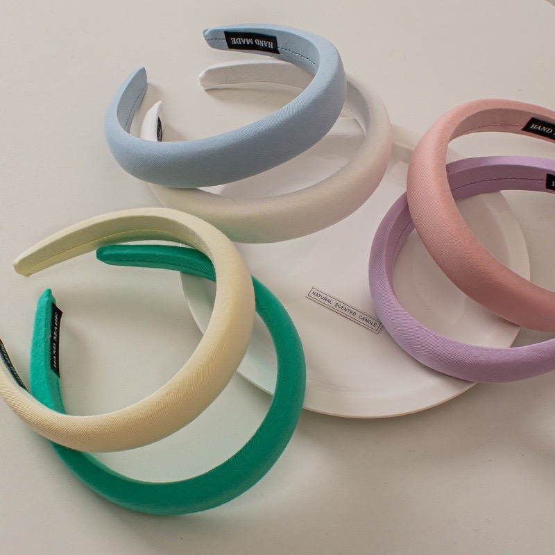 Băng Đô Cài Tóc Vải Trơn Màu Pastel Xinh Xắn Phong Cách Hàn Quốc Dành Cho Nữ