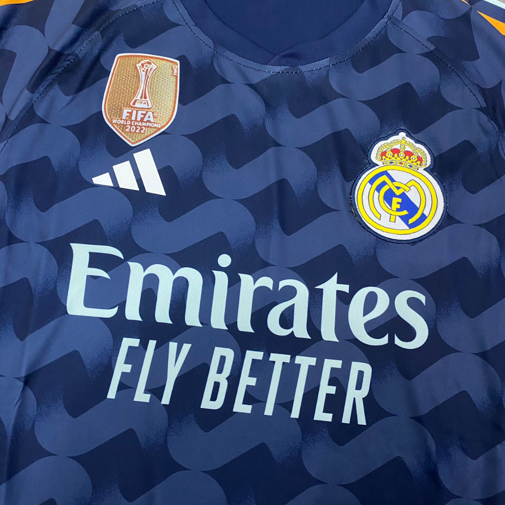 Bộ quần áo bóng đá Real xanh đen gợn sóng sân khách JP-2024FLG VĐ