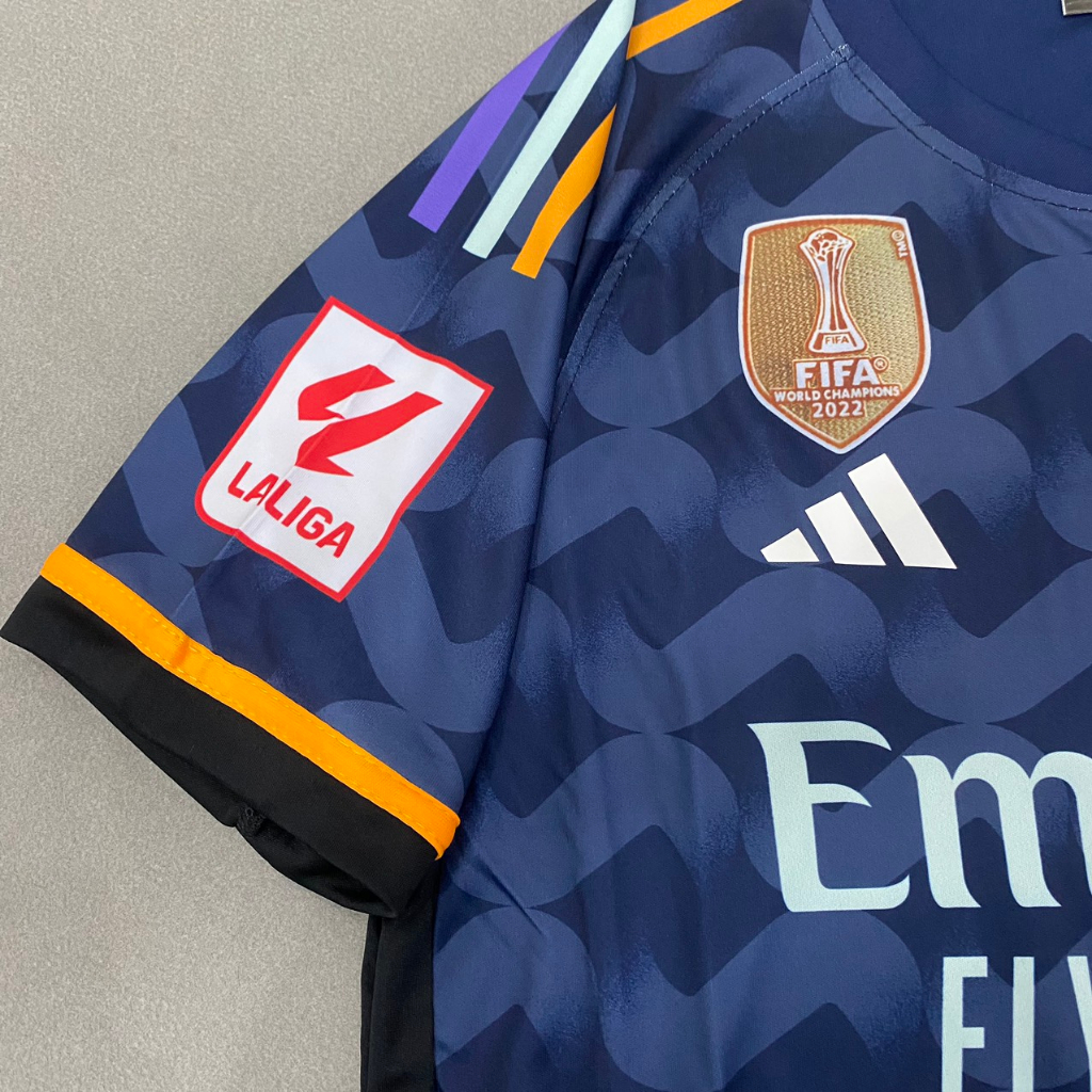 Bộ quần áo bóng đá Real xanh đen gợn sóng sân khách JP-2024FLG VĐ