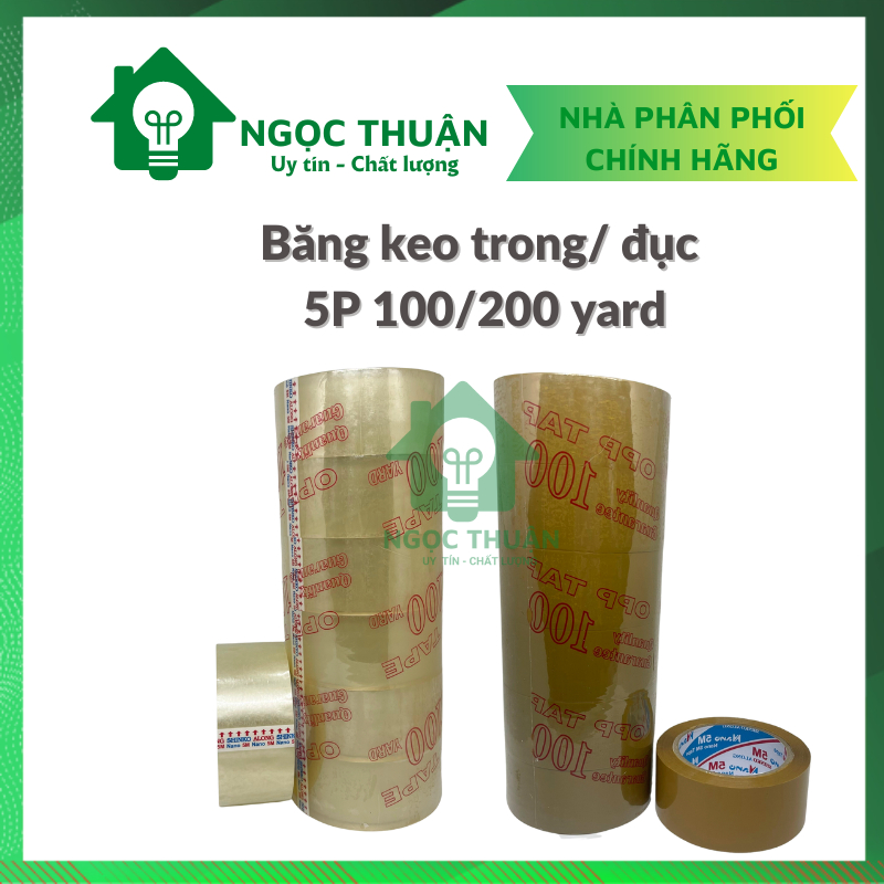 Băng keo, băng dính 5cm 100 yard, 200 yard, dao cắt keo, đồ cắt keo