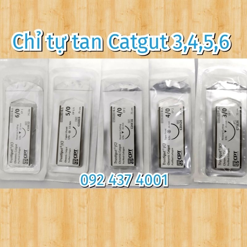 01 sợi lẻ Chỉ tự tiêu Catgut - Trustigut 2 0 - 3 0 -4 0 -5 0-6 0