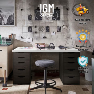 Bàn IKEA 2 Hộc Tủ Đen IGM Chất Liệu Gỗ MDF Phủ Melamine Cao Cấp