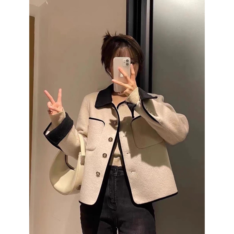 Áo dạ tweed  mềm mịn phối màu xinh xắn hàng quảng châu