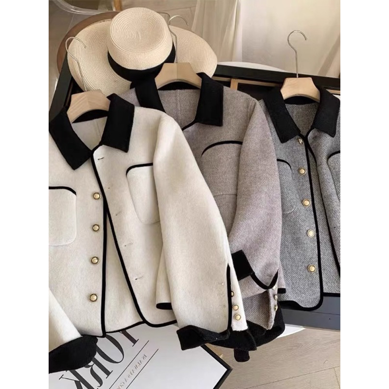 Áo dạ tweed  mềm mịn phối màu xinh xắn hàng quảng châu