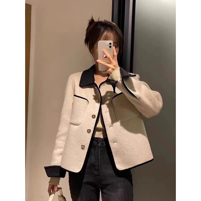 Áo dạ tweed  mềm mịn phối màu xinh xắn hàng quảng châu