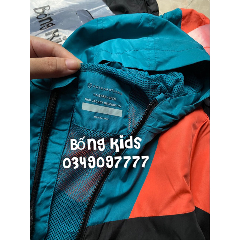 Áo Khoác Gió Bé Trai Phối Màu Xanh Mỏ Vịt/Đen/Cam PR