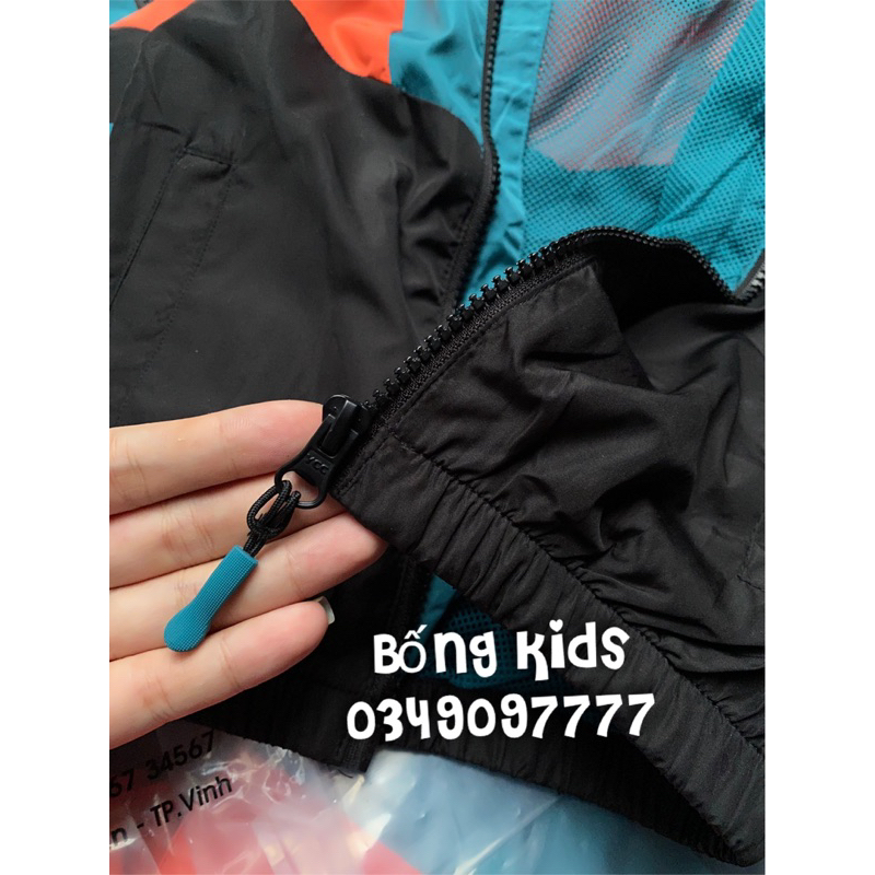 Áo Khoác Gió Bé Trai Phối Màu Xanh Mỏ Vịt/Đen/Cam PR
