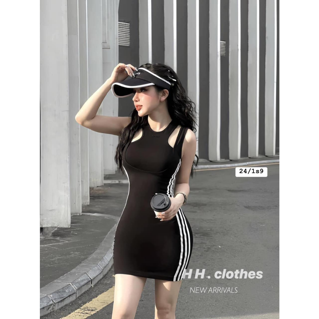 Váy 3 lỗ ôm body sọc 2 bên dáng ngắn (kèm ảnh thật)