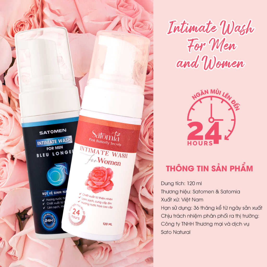 Combo tình yêu bọt vệ sinh nam SATOMEN và bọt vệ sinh nữ SATOMIA hương nước hoa 120ml Hương Nước Hoa