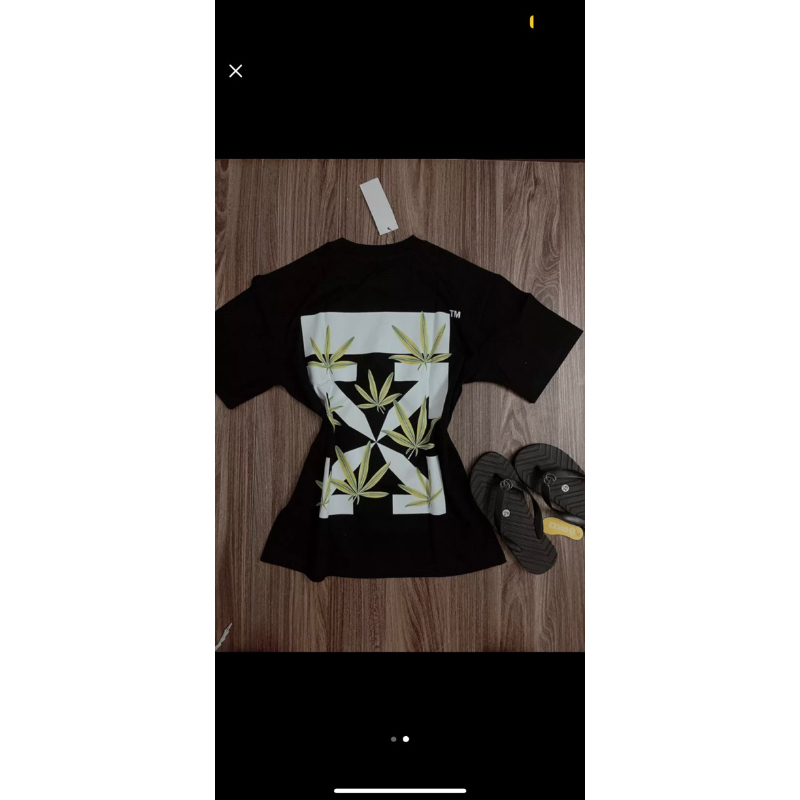 Áo phông Offf -Whitee lá phong hình in full tag chất cotton 2c nặng 260gam dày dặn