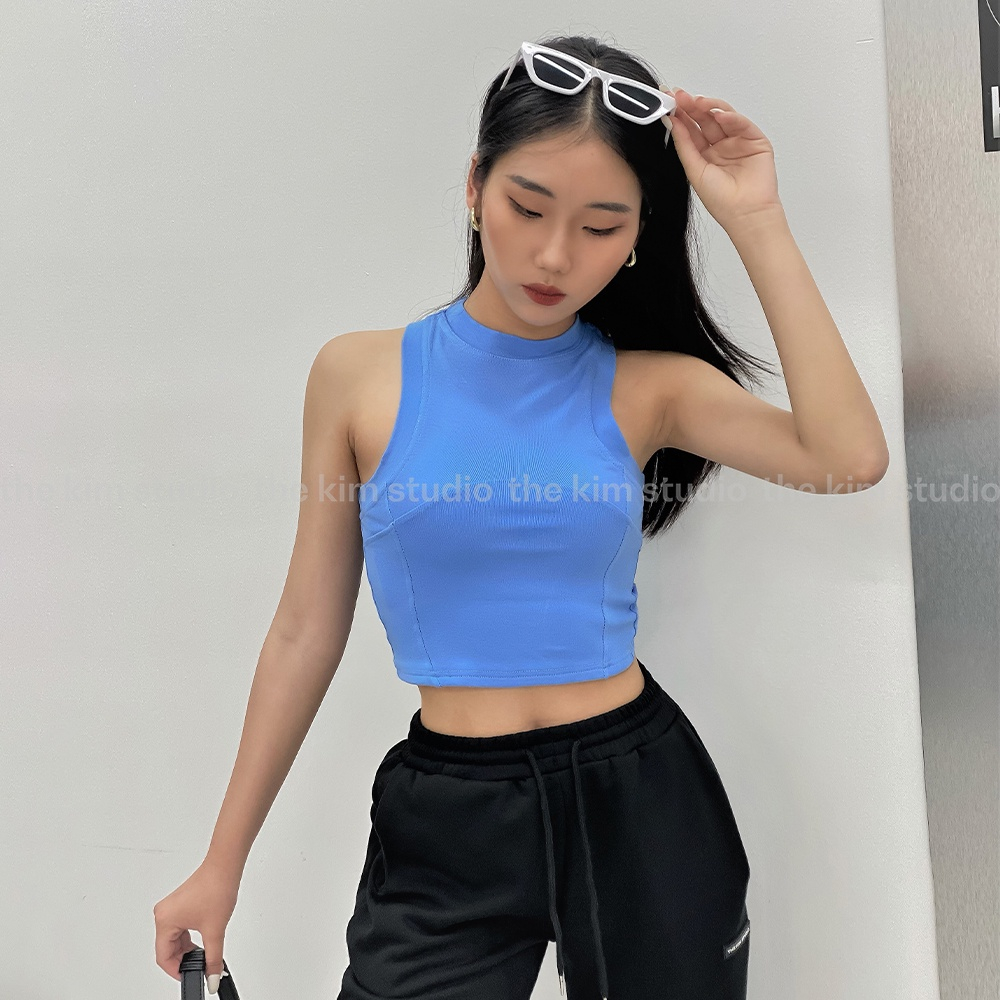 Áo ba lỗ trơn croptop The Kim, áo 3 lỗ sát nách viền bo nách cổ ôm body Sexy | BigBuy360 - bigbuy360.vn
