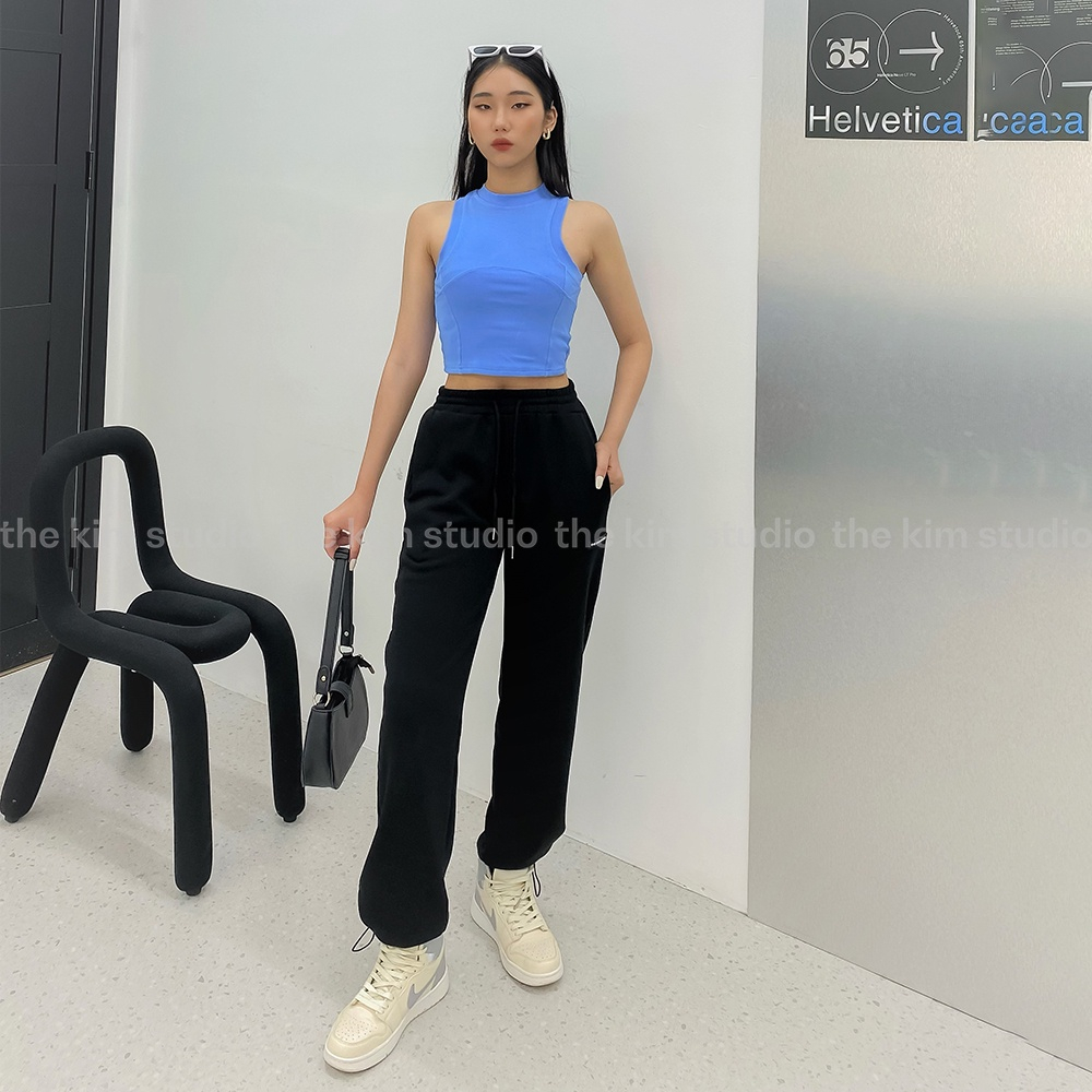 Áo ba lỗ trơn croptop The Kim, áo 3 lỗ sát nách viền bo nách cổ ôm body Sexy | BigBuy360 - bigbuy360.vn