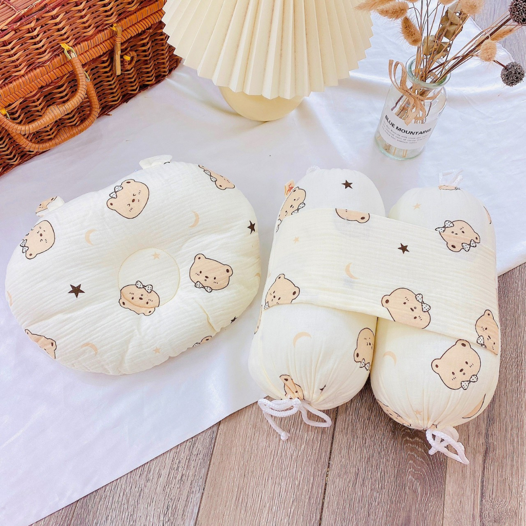 Chặn Bông Muslin Kèm Gối Cho Bé