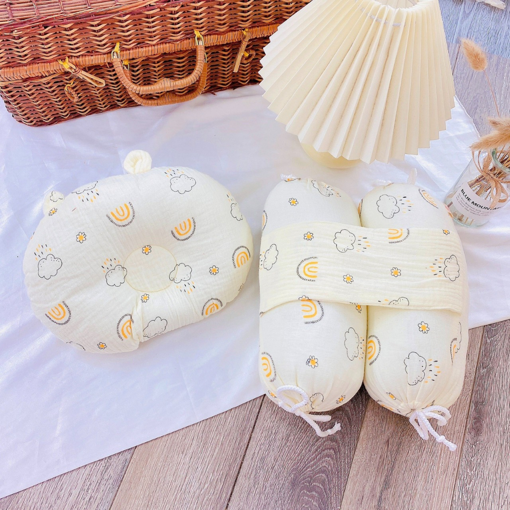 Chặn Bông Muslin Kèm Gối Cho Bé