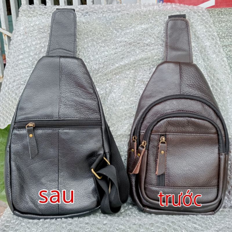 Túi Đeo Chéo Da Bò Nguyên Tấm, Chất Da Mềm Dẻo - Balo Nam Đeo Chéo Thời Trang Mới