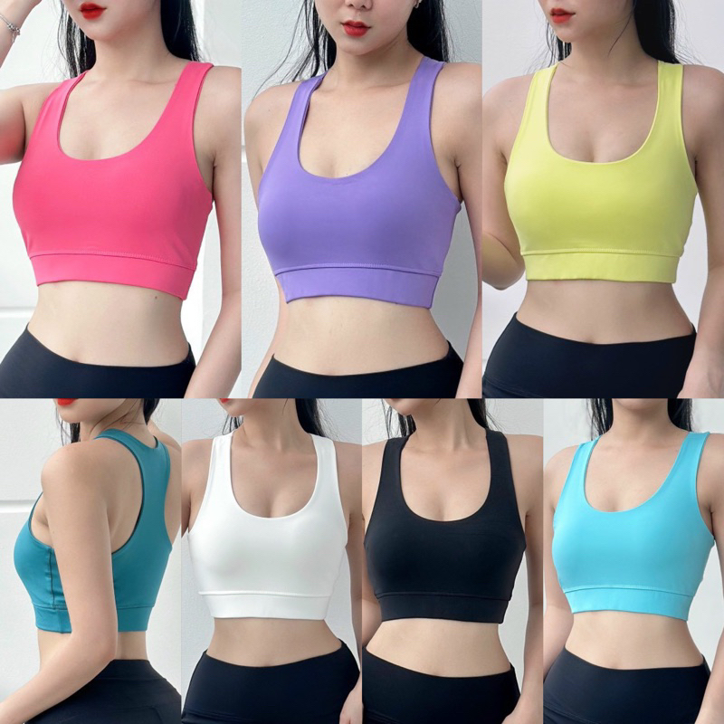 Áo croptop bra kèm mút tập gym yoga aerobic chất co giãn thấm hút mồ hôi