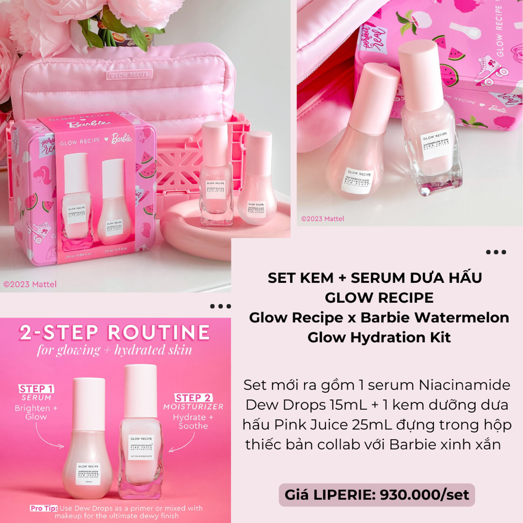 Set dưỡng da 2 món Glow Recipe x Barbie Watermelon Glow Hydration Kit